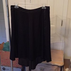Black satin high low skirt